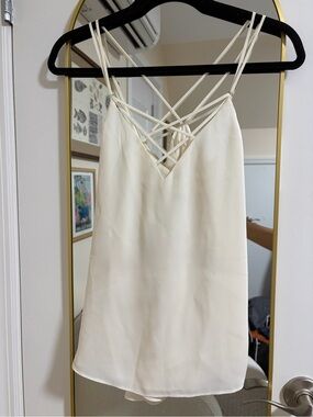 Cream Strappy V-Neck Tank Top